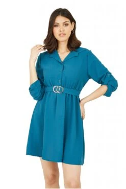 Mela London Gold Buckle Shirt Dress