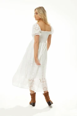 Liquorish Broderie Midi Summer Dress In White -Yumi Clothing Shop Bdt3FKLB 9811
