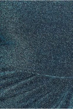 Goddiva One Sleeve Frill Lurex Maxi Dress - Blue -Yumi Clothing Shop Bjq98eEh 13204