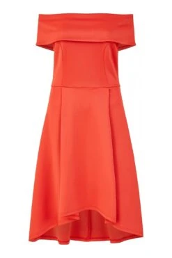 Mela London Red Bardot Dipped Hem Dress -Yumi Clothing Shop C3IOo46I 14759
