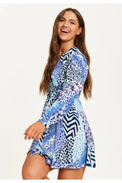 Liquorish Mixed Animal Print Mini Wrap Dress -Yumi Clothing Shop CAuwXKF3 14957