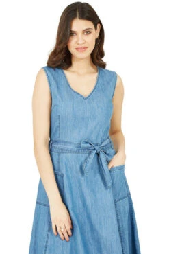 Yumi Blue Chambray Denim Midi Skater Dress -Yumi Clothing Shop CExiza9G 14877