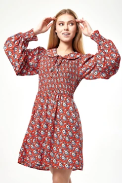 Liquorish Floral Print Smock Dress With Peter Pan Collar