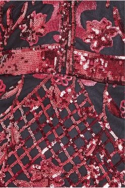 Goddiva Modesty Sequin Evening Maxi Dress - Wine -Yumi Clothing Shop CPmYZet5 15363