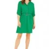 Mela London Green Belted Shirt Dress With Gold Buckle