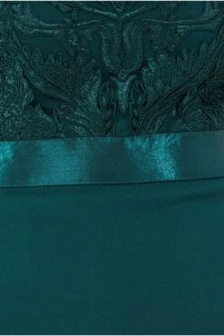 Goddiva Embroidered Mesh & Scuba Midi Dress - Emerald Green -Yumi Clothing Shop CSQUTfqK 14551