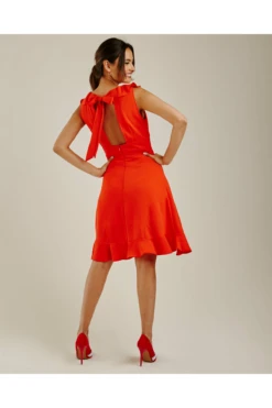 Dusty Pink Ruffled Swing Midi Dress | Red -Yumi Clothing Shop D4YkhtBx 11522