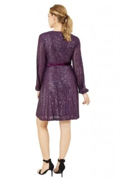 Yumi Purple Sequin Wrap Dress With Velvet Tie -Yumi Clothing Shop DDDEd8XB 13946
