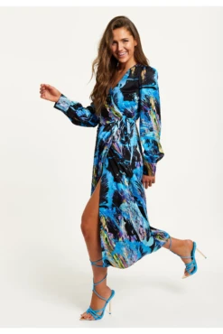 Liquorish Multicolour Abstract Print Midi Wrap Dress -Yumi Clothing Shop DFJkpx12 14964