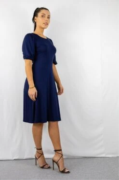 Signage Navy Round Neck Puff Sleeve Midi Dress 8 Signage Navy Round Neck Puff Sleeve Midi Dress -Yumi Clothing Shop DMbB8wO4 15263