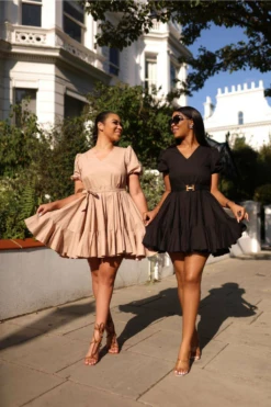 Setsofran London Black Poplin Dress Gathered Hem -Yumi Clothing Shop DPswTewN 11252