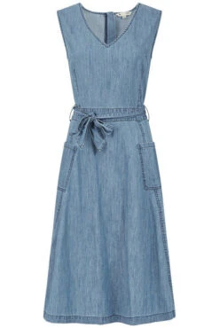Yumi Blue Chambray Denim Midi Skater Dress -Yumi Clothing Shop DaOQmUVb 14877