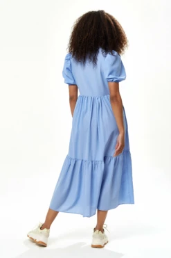 Liquorish Divine Grace Smock Midi Dress In Blue -Yumi Clothing Shop EglLDLyL 11705