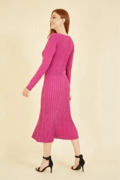 Yumi Pink Knitted Button Down Shirt Dress -Yumi Clothing Shop FDM8jxil 13234
