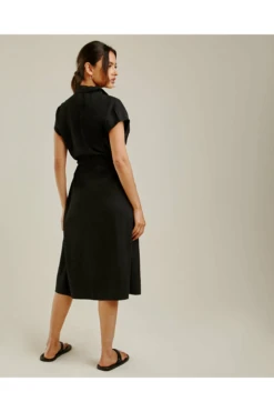 Dusty Pink Black Button Up Shirt Dress -Yumi Clothing Shop FEa3L9aT 11576