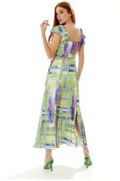 Liquorish Abstract Print Maxi Wrap Dress In Sage And Purple -Yumi Clothing Shop FMEEOdT6 10776