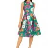 Yumi Green Floral Jacquard Skater Dress