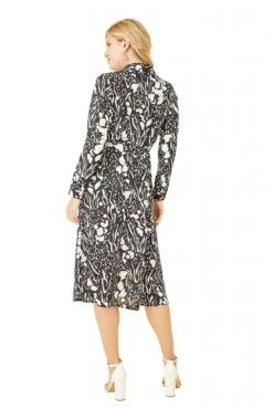 Mela London Black Animal Print Long Sleeve Midi Shirt Dress -Yumi Clothing Shop Ff0VSGvs 14773