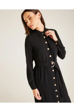 Dusty Pink Belted Shirt Dress | Black 7 Dusty Pink Belted Shirt Dress | Black -Yumi Clothing Shop FmgMDS3u 12028