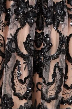 Goddiva Open Back Sequin & Mesh Maxi Dress - Black -Yumi Clothing Shop FvlYO2zC 9537