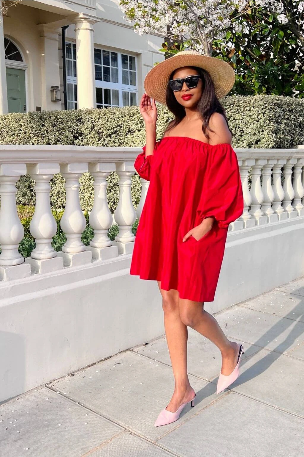 Setsofran London Red Off Shoulder Dress 1 Setsofran London Red Off Shoulder Dress