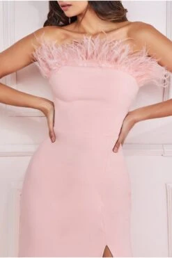 Goddiva Feather Boobtube Maxi Dress - Blush 6 Goddiva Feather Boobtube Maxi Dress - Blush -Yumi Clothing Shop FxlS7qpx 14498