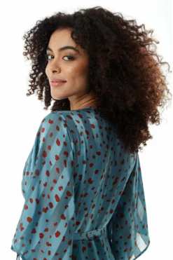 Liquorish Animal Print Midi Wrap Dress In Dark Blue -Yumi Clothing Shop G1oYlbTW 10449