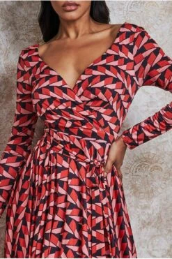 Goddiva Wrap Style Mini Dress - Geoprint -Yumi Clothing Shop G7wAK3yL 7370