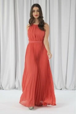 Double Second Red Sleeveless Pleated Dress -Yumi Clothing Shop GLTYFEyP 11908