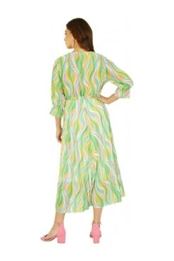 Yumi Green Swirl Print Pleated Dress With Belt 9 Yumi Green Swirl Print Pleated Dress With Belt -Yumi Clothing Shop GQJwME8S 13326