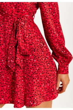 Liquorish Heart Print Mini Wrap Dress -Yumi Clothing Shop GZuGThh3 14954