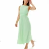 Liquorish Green Midi Dress With Open Back Elasticated Waist