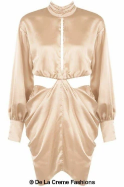 De La Creme Fashions Pleated High Neck Cut Out Mini Dress 20 De La Creme Fashions Pleated High Neck Cut Out Mini Dress -Yumi Clothing Shop H2BtmvG1 9588