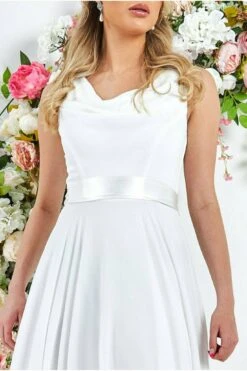 Goddiva Cowl Neck Chiffon Maxi Dress - White 5 Goddiva Cowl Neck Chiffon Maxi Dress - White -Yumi Clothing Shop HJzzm9KJ 9165