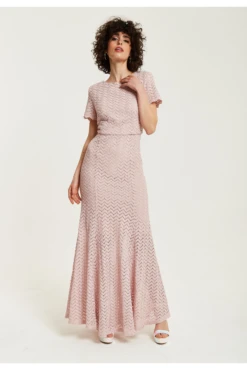 Liquorish Light Pink Lace Maxi Dress With Open Back Detail -Yumi Clothing Shop HWPQX8U3 15750