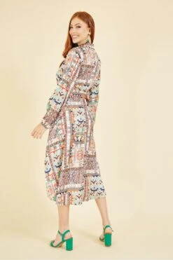 Yumi Patchwork Print Long Sleeve Shirt Dress -Yumi Clothing Shop IJ22SQPi 13251