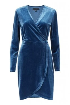 Mela London Blue Velvet Wrap Dress -Yumi Clothing Shop IM1OxWzq 13673