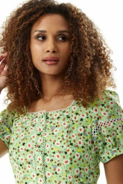 Liquorish Green Floral Midi Dress With Trim Lace Details -Yumi Clothing Shop IUf1dsri 10458