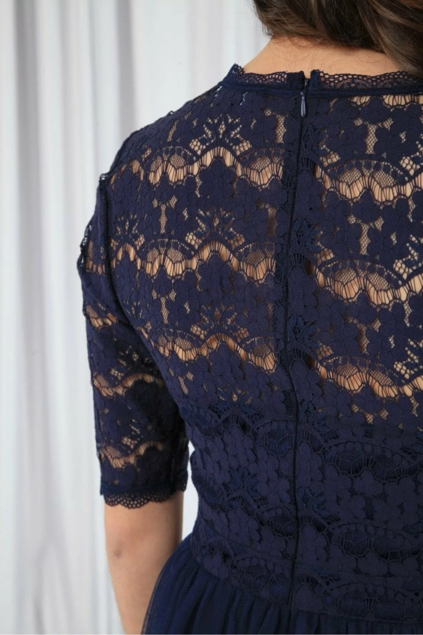 Double Second Navy Lace Dress With Tulle Skirt 7 Double Second Navy Lace Dress With Tulle Skirt - Image 7