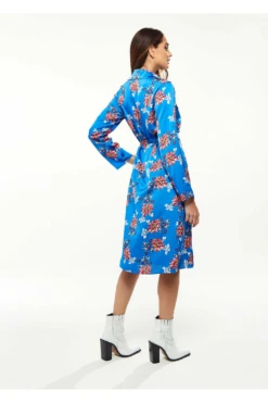 Liquorish Floral Print Shirt Dress In Bright Blue -Yumi Clothing Shop IdU31zEa 8272