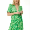 Liquorish Green Printed Mini Wrap Dress