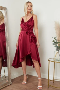 Lilura London Satin Cami Wrap Midi Dress -Yumi Clothing Shop IltMaLiD 15689