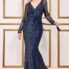 Goddiva Spread On Sequin Maxi Dress - Navy