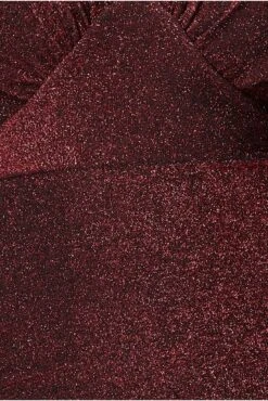 Goddiva Kimono Sleeve Lurex Midi Dress - Red -Yumi Clothing Shop Itp0i7Lz 12231