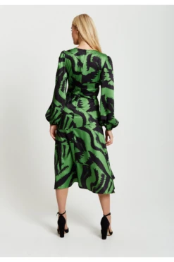 Liquorish Zebra Print Midi Dress In Green And Black -Yumi Clothing Shop J3OMyJbH 13814