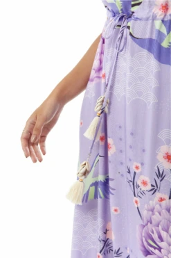 Liquorish Bird Floral Print Off Shoulder Maxi Dress Lilac -Yumi Clothing Shop Jem1gTiy 11073