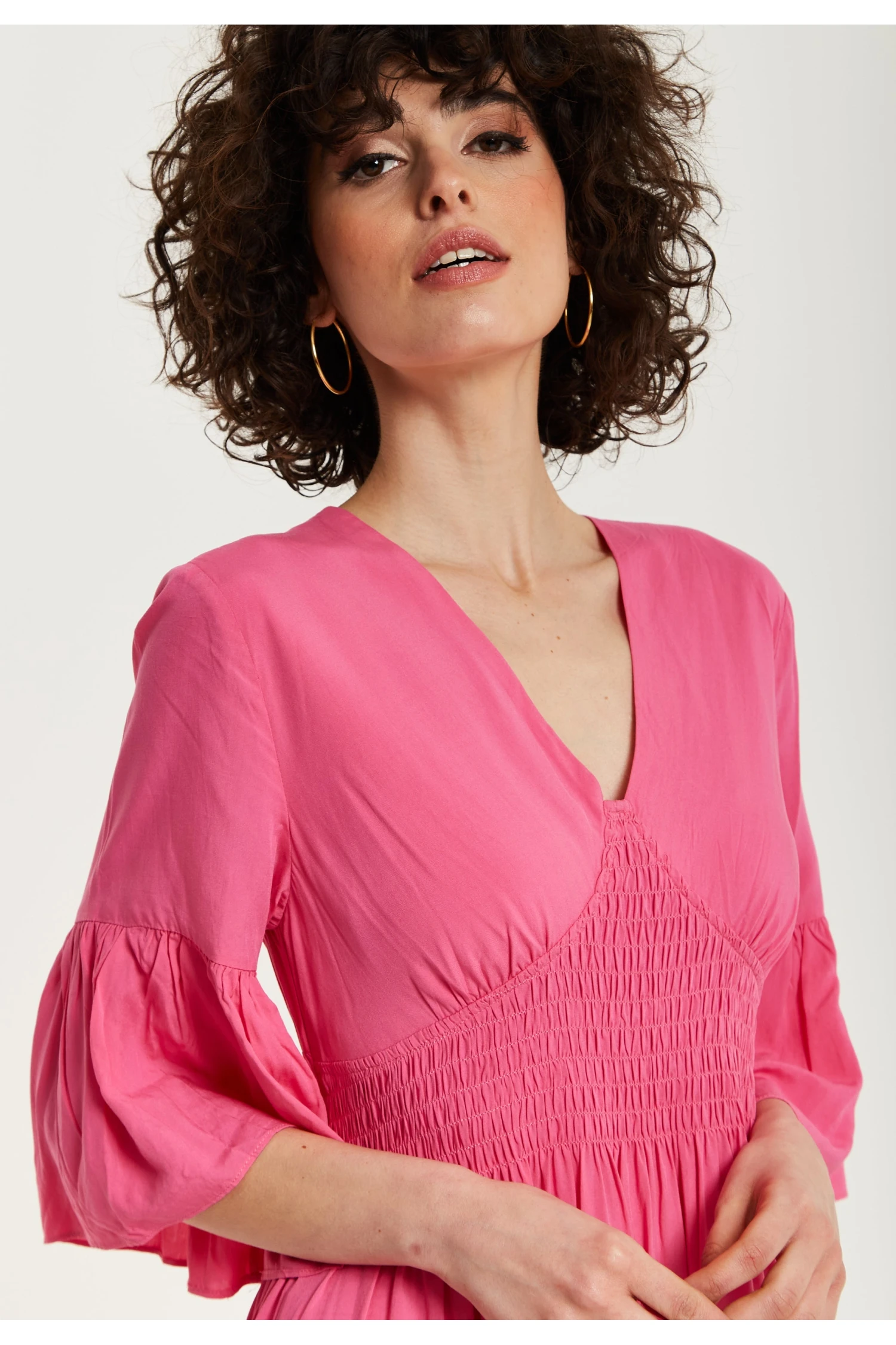 Liquorish Pink Maxi Dress With Frill Sleeves 6 Liquorish Pink Maxi Dress With Frill Sleeves - Image 6