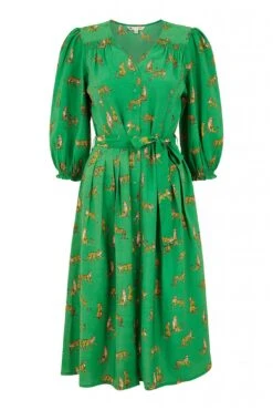 Yumi Green Cheetah Print Midi Shirt Dress -Yumi Clothing Shop JpZDplJM 14794
