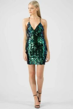 Aftershock London Mesh Sequin Wrap Dress -Yumi Clothing Shop KBSsdceN 10486