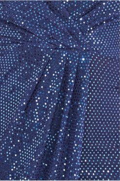 Goddiva Wrap Style Front Split Metallic Maxi Dress - Navy -Yumi Clothing Shop LDykmIPq 15547